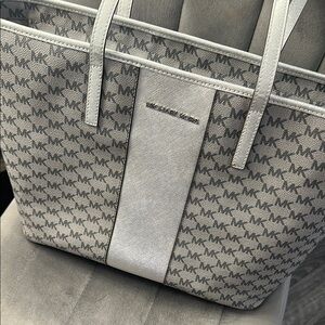 Michael Kors Gray Monogram Large work Tote Bag